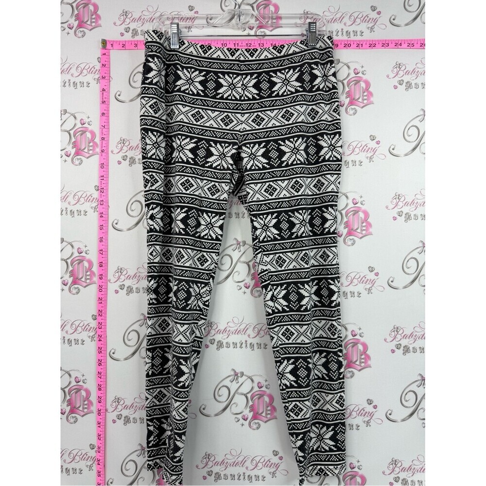 La SENZA leggings tights stretchy Black & White Fair Isle Leggings